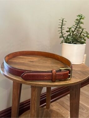 Leegin Genuine Leather Brown Belt Made in USA Brass Buckle Size 40